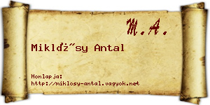 Miklósy Antal névjegykártya